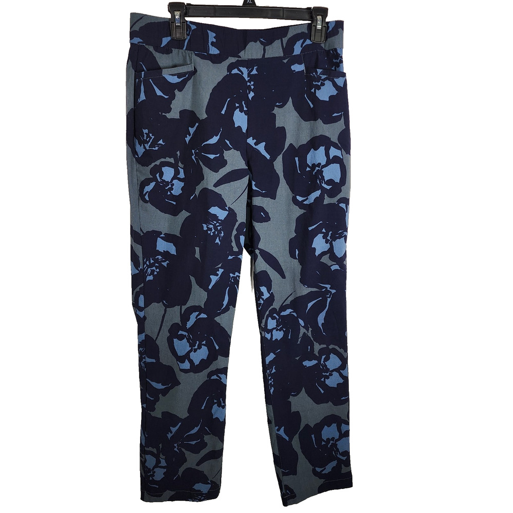 Denim & Co. Signature Regular Smart Stretch Air Pant Navy Floral Medium A657517